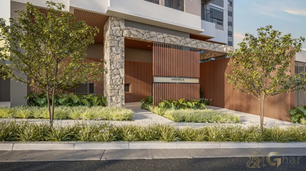 Portaria com fachada moderna no Mooca Smart Spaces