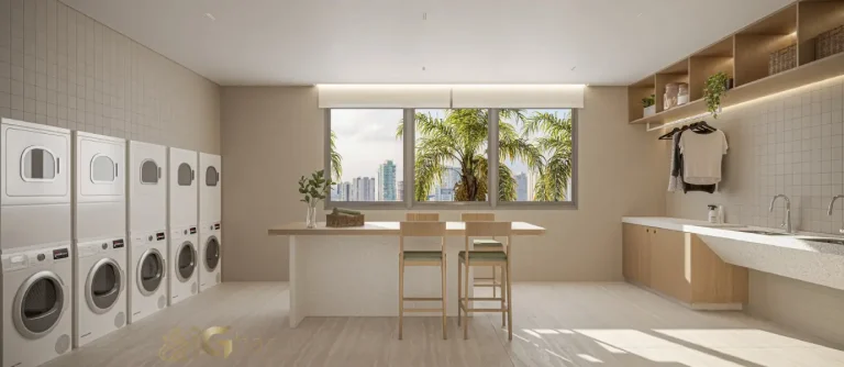 Lavanderia compartilhada moderna no Mooca Smart Spaces