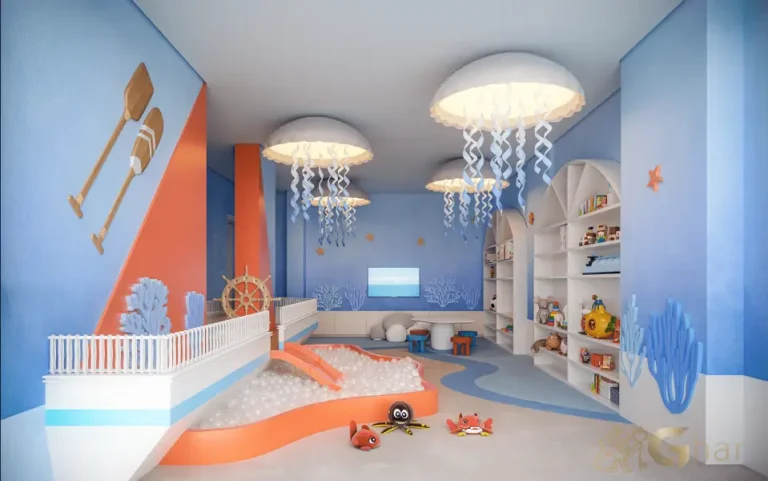 Brinquedoteca do N.A.U. Klabin by Cyrela com espaço infantil temático