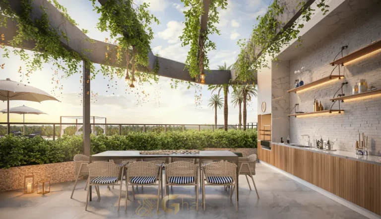 Área de churrasqueira do N.A.U. Klabin by Cyrela com espaço gourmet externo