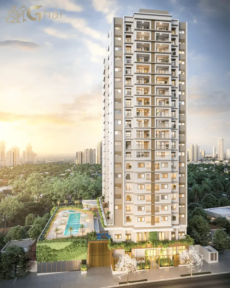 Fachada do N.A.U. Klabin by Cyrela com arquitetura navy na Chácara Klabin