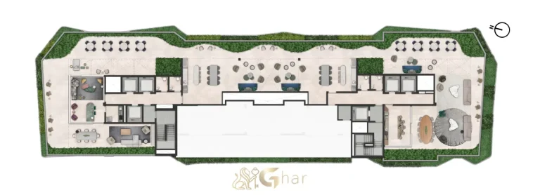 Implantação do lazer no 41º pavimento do On The Sky Bela Cintra The Residences