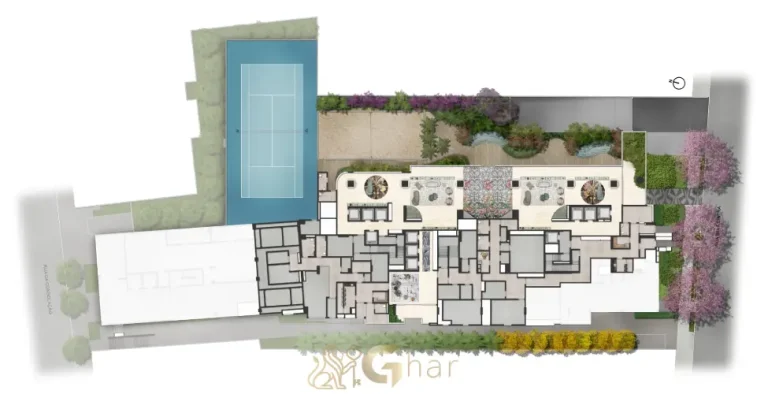 Implantação do térreo do On The Sky Bela Cintra The Residences