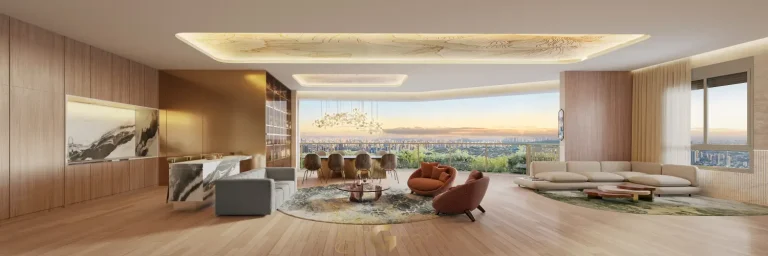 Living decorado do apartamento de 169 m² no On The Sky Bela Cintra The Residences