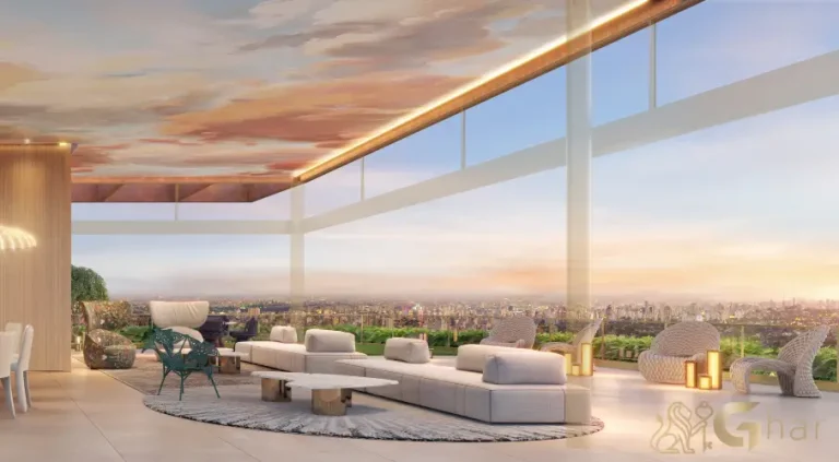 Área gourmet decorada no On The Sky Bela Cintra The Residences