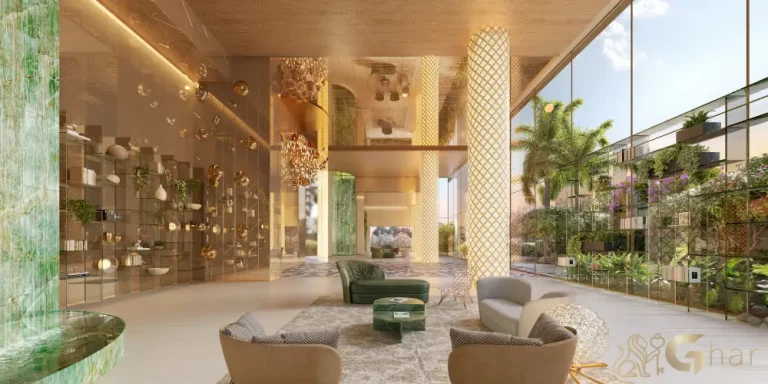 Lobby decorado do On The Sky Bela Cintra The Residences Consolação