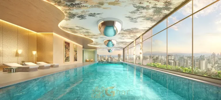 Piscina coberta aquecida no On The Sky Bela Cintra The Residences