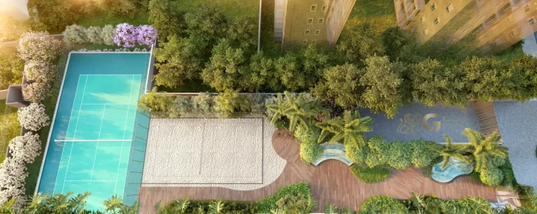 Quadra de tênis do On The Sky Bela Cintra The Residences Consolação