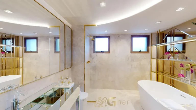 Banheiro do apartamento decorado 132 m² no On The Sky Cyrela by YOO