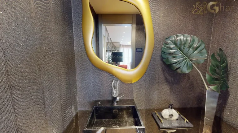 Banheiro amplo do decorado 132 m² no On The Sky Cyrela by YOO