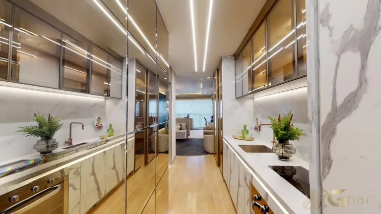 Cozinha ampla do apartamento decorado 132 m² no On The Sky Cyrela by YOO