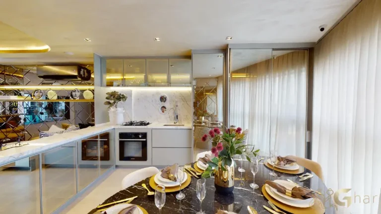 Cozinha do apartamento decorado 77 m² no On The Sky Cyrela by YOO