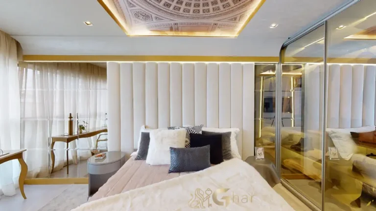 Dormitório do apartamento decorado 77 m² no On The Sky Cyrela by YOO