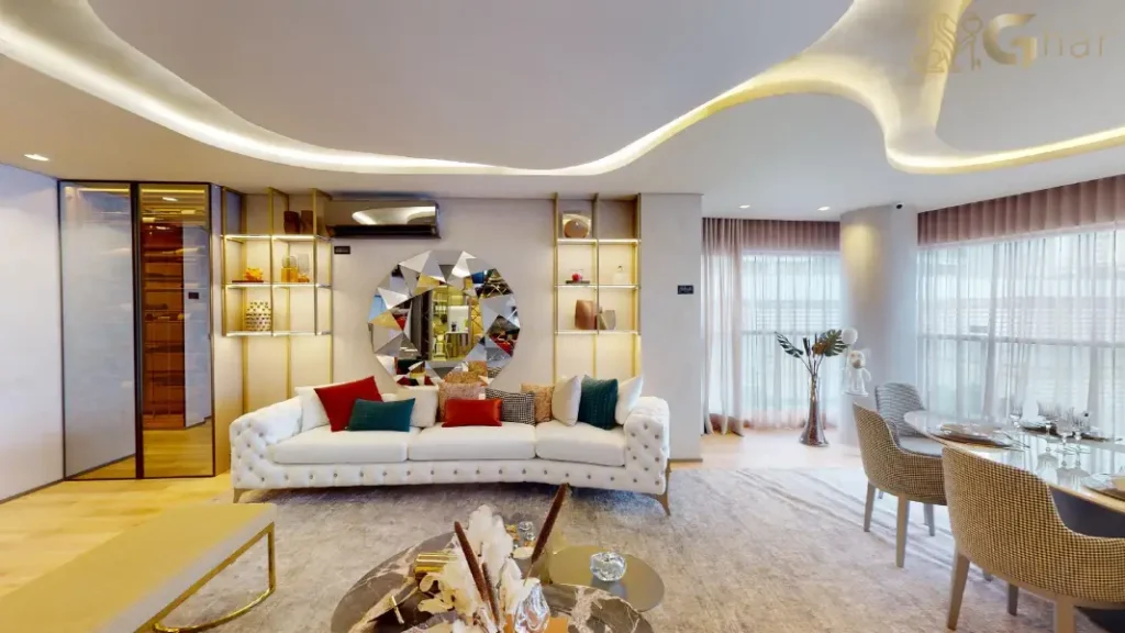 Sala integrada à varanda do decorado 132 m² no On The Sky Cyrela by YOO