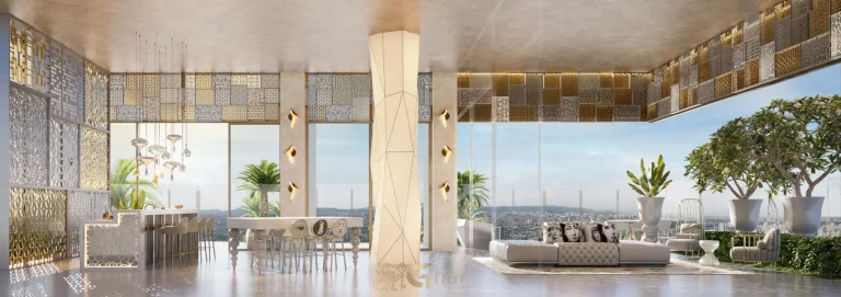 Lounge bar no 42º pavimento do On The Sky Cyrela by YOO em Perdizes