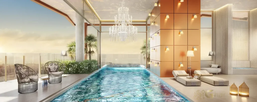 Piscina coberta do On The Sky Cyrela by YOO em Perdizes