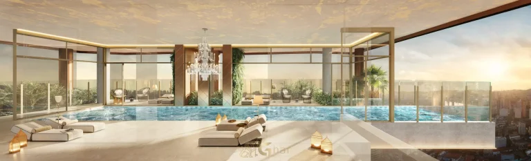 Piscina coberta moderna do On The Sky Cyrela by YOO em Perdizes