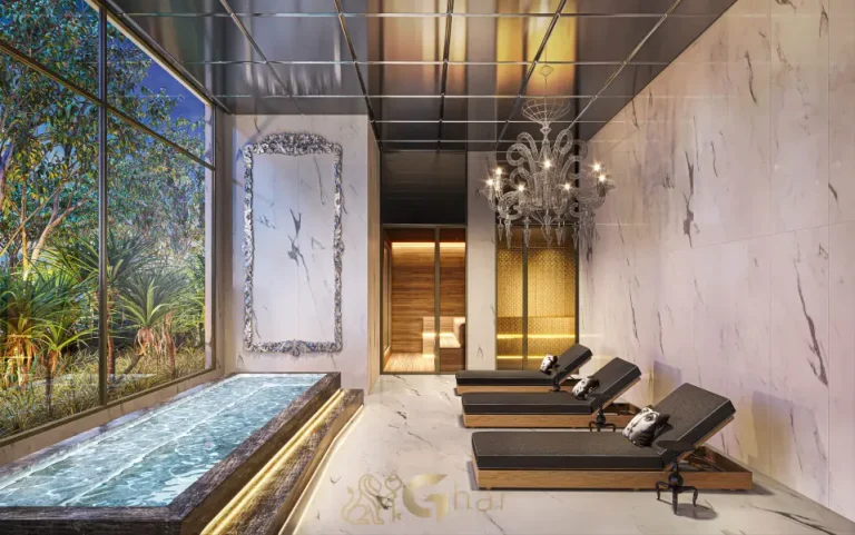 Sauna e spa do On The Sky Cyrela by YOO com área de bem-estar