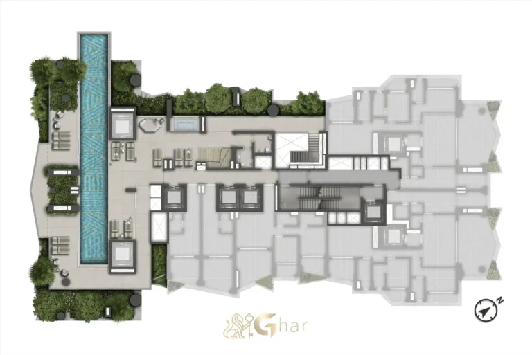 Implantação do lazer no 23º pavimento do On The Sky Cyrela by YOO