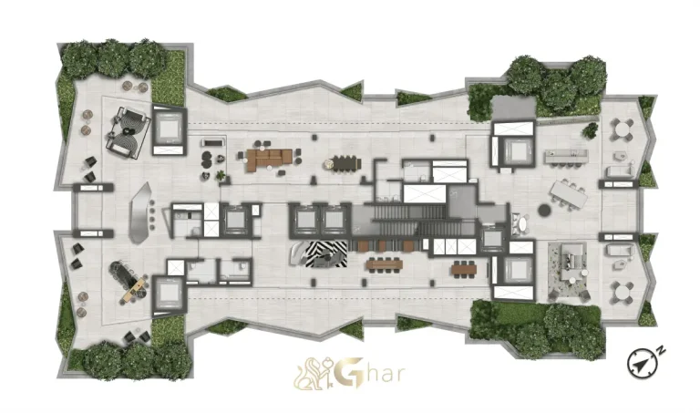 Implantação do lazer no 42º pavimento do On The Sky Cyrela by YOO