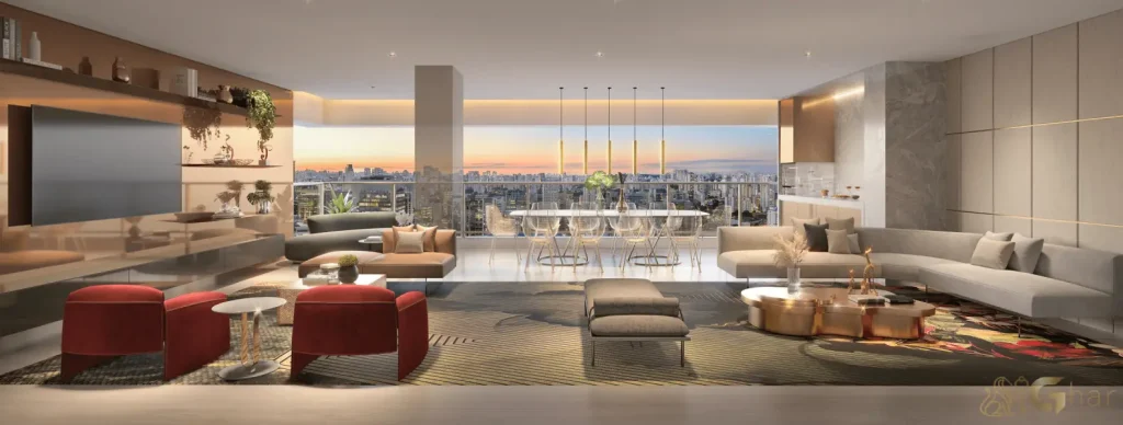 Living decorado do apartamento de 170 m² do Oscar Freire 1560 em Pinheiros