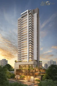 Fachada do condomínio de alto padrão Oscar Freire 1560 em Pinheiros