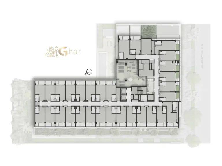 Planta implantação 4º pavimento – Oscar Freire 1560 Studios