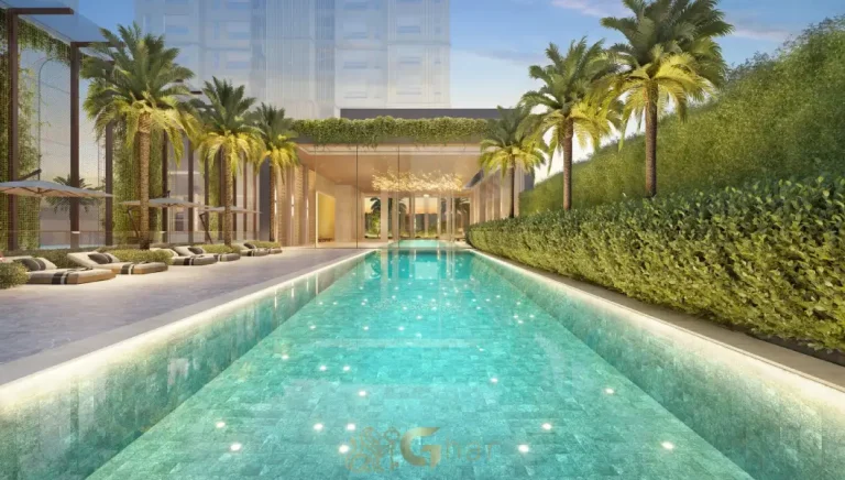 Piscina descoberta com deck no Portrait Parque do Ibirapuera