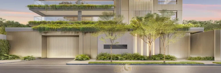 Portaria e fachada do condomínio Portrait Parque do Ibirapuera