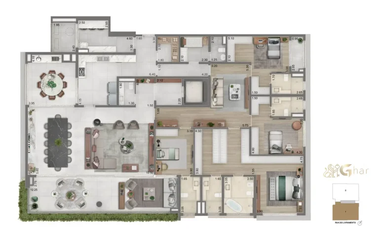 Planta apartamento 355 m² Torre 1 – Portrait Parque do Ibirapuera