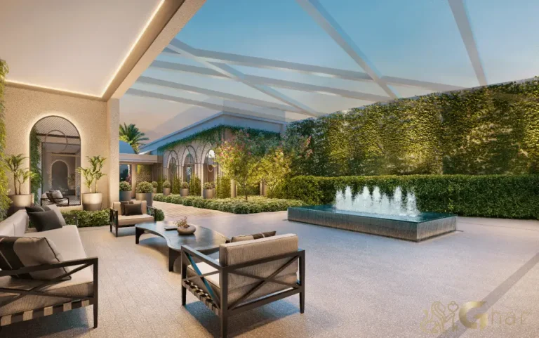 Praça interna no térreo do condomínio Secret Garden Vila Mariana