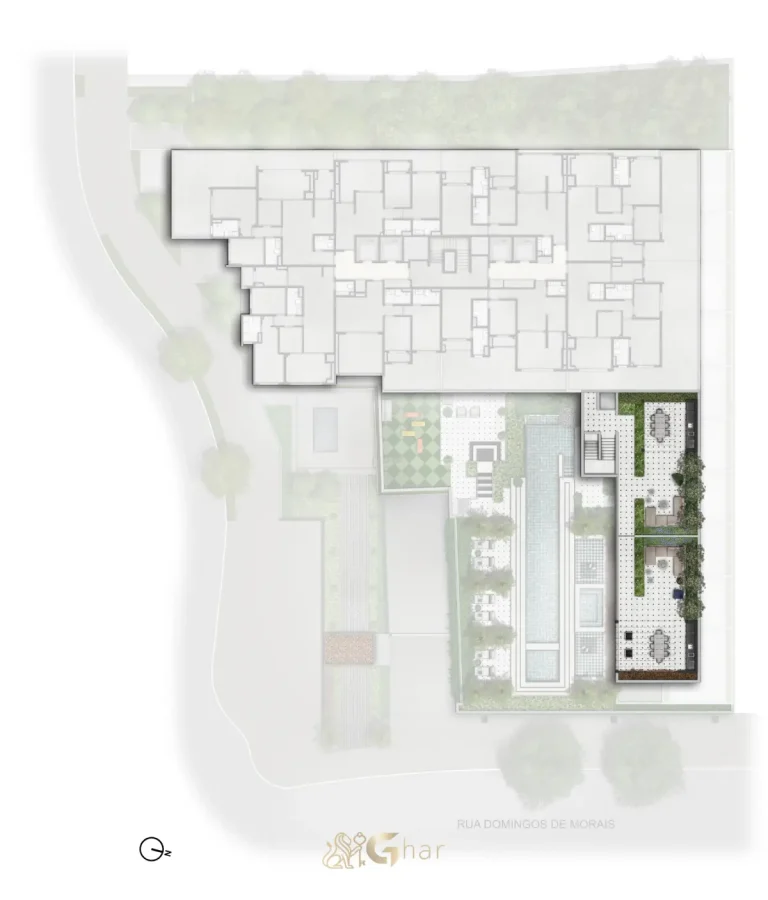 Planta de implantação do pavimento 3 do condomínio Secret Garden Vila Mariana