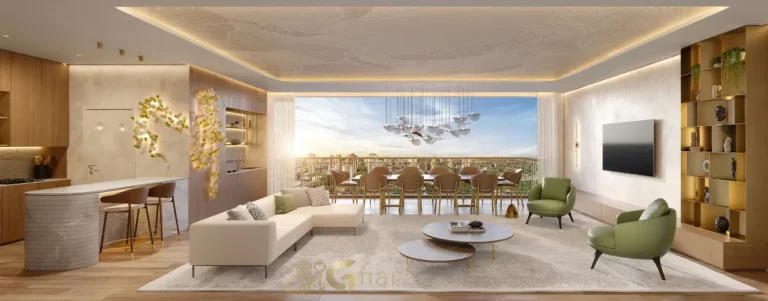 Living integrado à sala de jantar e varanda do apartamento decorado 136 m² The Garden Klabin