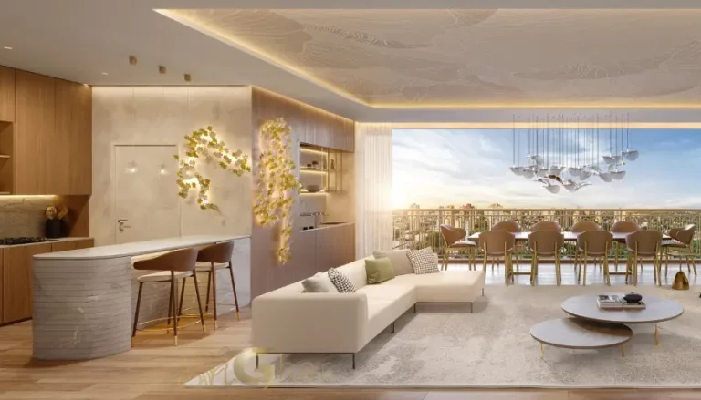 Apartamento decorado 136 m² com sala de estar, jantar e varanda no The Garden Klabin