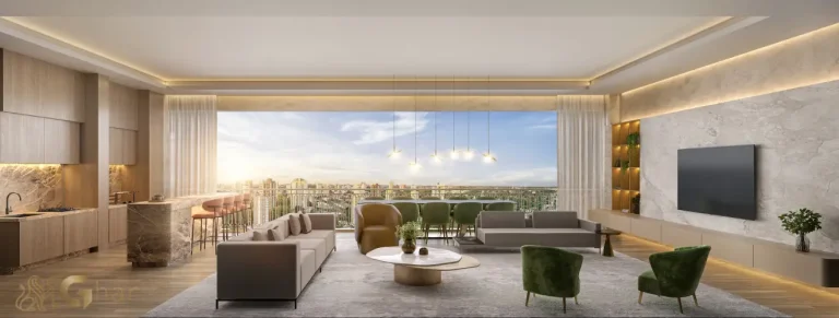 Apartamento decorado 170 m² com living amplo e varanda no The Garden Klabin