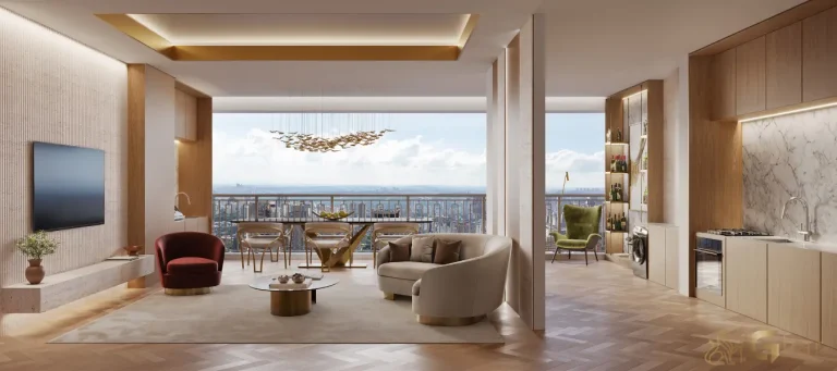 Living decorado de 76 m² do The Palace Oasis Vila Mariana