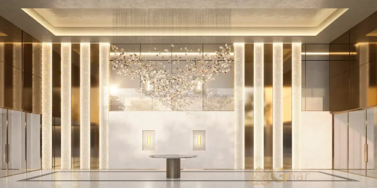 Lobby sofisticado do The Palace Oasis na Vila Mariana