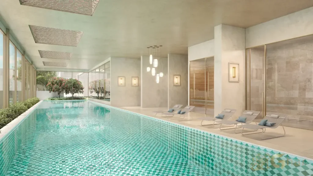 Piscina coberta do condomínio The Palace Oasis Vila Mariana