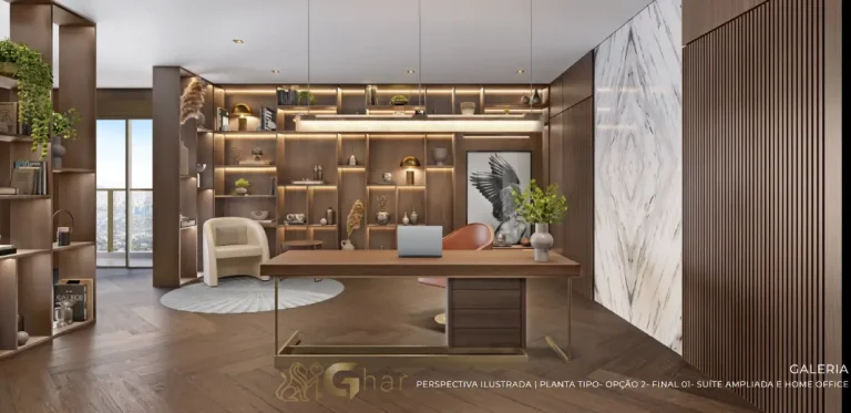 Home office decorado do Vista Cyrela Furnished by ArmaniCasa Torre Milano