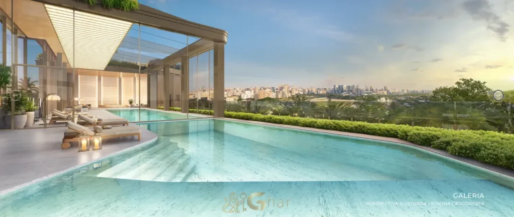 Piscina descoberta do Vista Cyrela Furnished by ArmaniCasa Torre Milano no Jardim Guedala