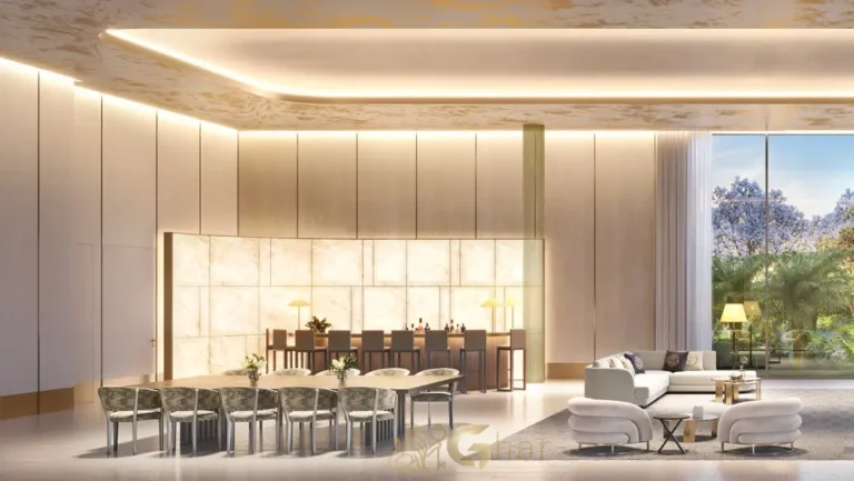 Espaço social do salão de festas no Vista Cyrela Furnished by ArmaniCasa Torre Milano