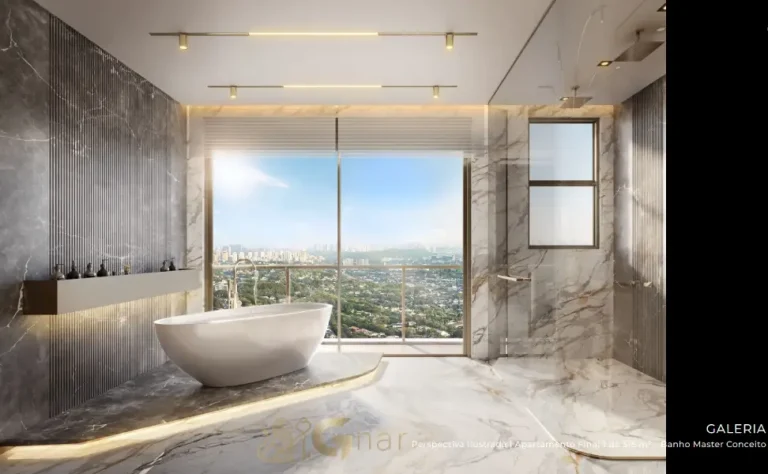 Banho master decorado do apartamento 515 m² no Vista Cyrela Furnished by Armani/Casa Torre Venezia