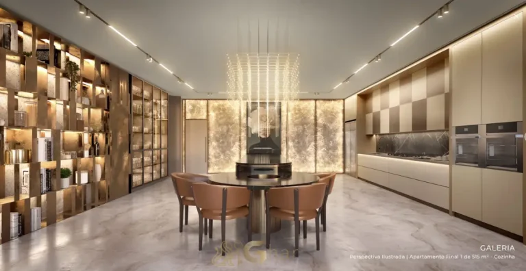 Cozinha decorada do apartamento 515 m² no Vista Cyrela Furnished by Armani/Casa Torre Venezia
