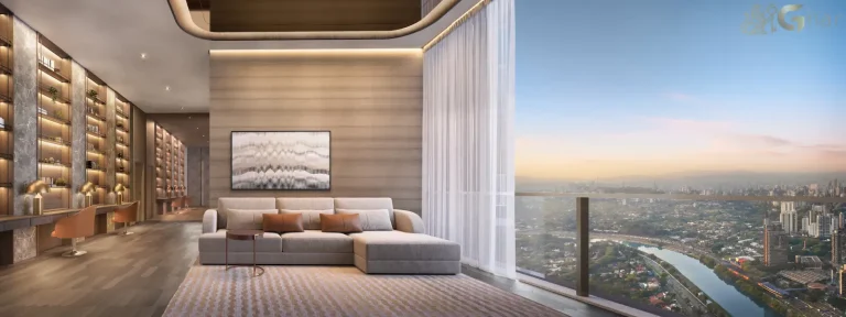 Sala íntima decorada do Vista Cyrela Furnished by Armani/Casa Torre Venezia