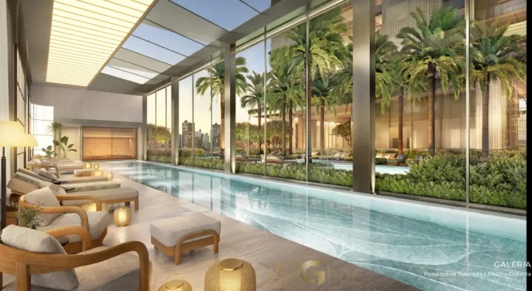 : Piscina coberta do Vista Cyrela Furnished by Armani/Casa Torre Venezia