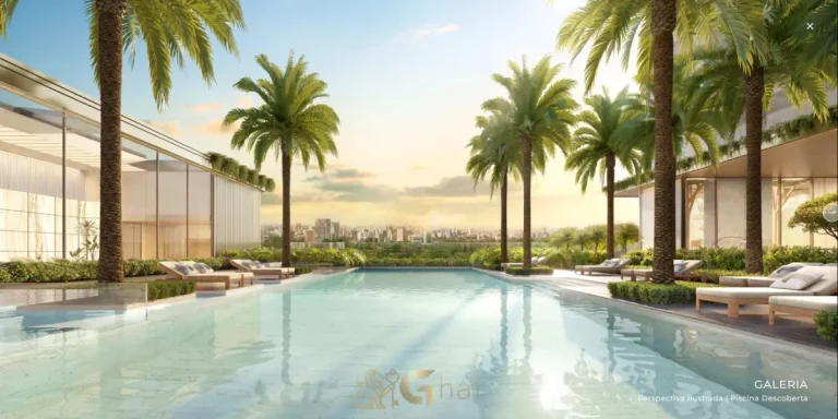 Área da piscina externa do Vista Cyrela Furnished by Armani/Casa Torre Venezia