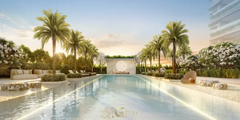 Living da penthouse no 54º pavimento do Vista Cyrela Furnished by ArmaniCasa – Torre Milano, com visual panorâmico e decoração assinada em estilo italiano.