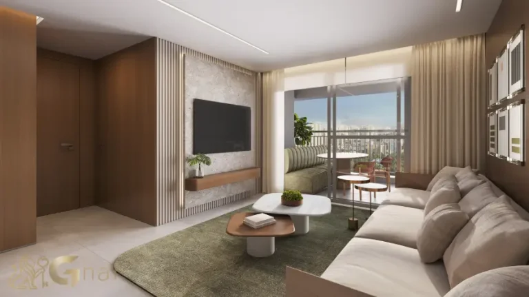 Apartamento decorado de 56m² no Alameda Tatuapé Condomínio Clube com living integrado