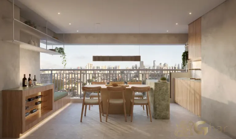 Terraço do apartamento decorado de 83 m² no Alameda Tatuapé Condomínio Clube Residences