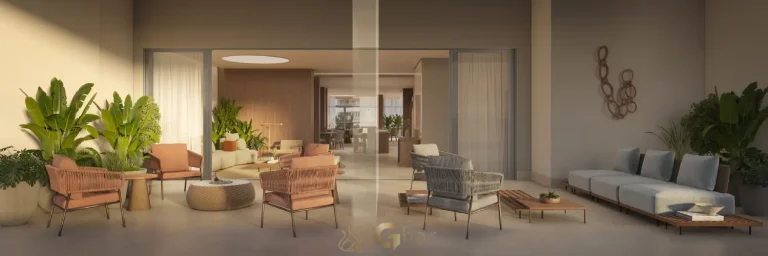 Salão de festas com terraço do Alameda Tatuapé Condomínio Clube Residences